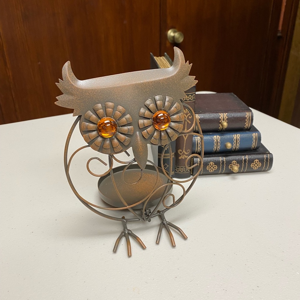 Home Interiors retired Wise Owl Metal Candleholder - Picture 2 of 9